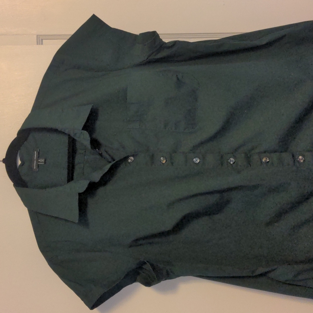 Universal Standard short sleeve shirt dress ivy green